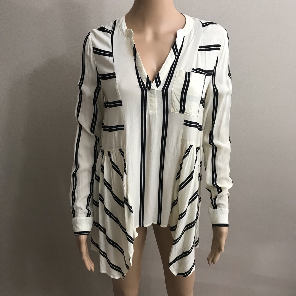 Maeve Blouse Top Sz 2 striped white black